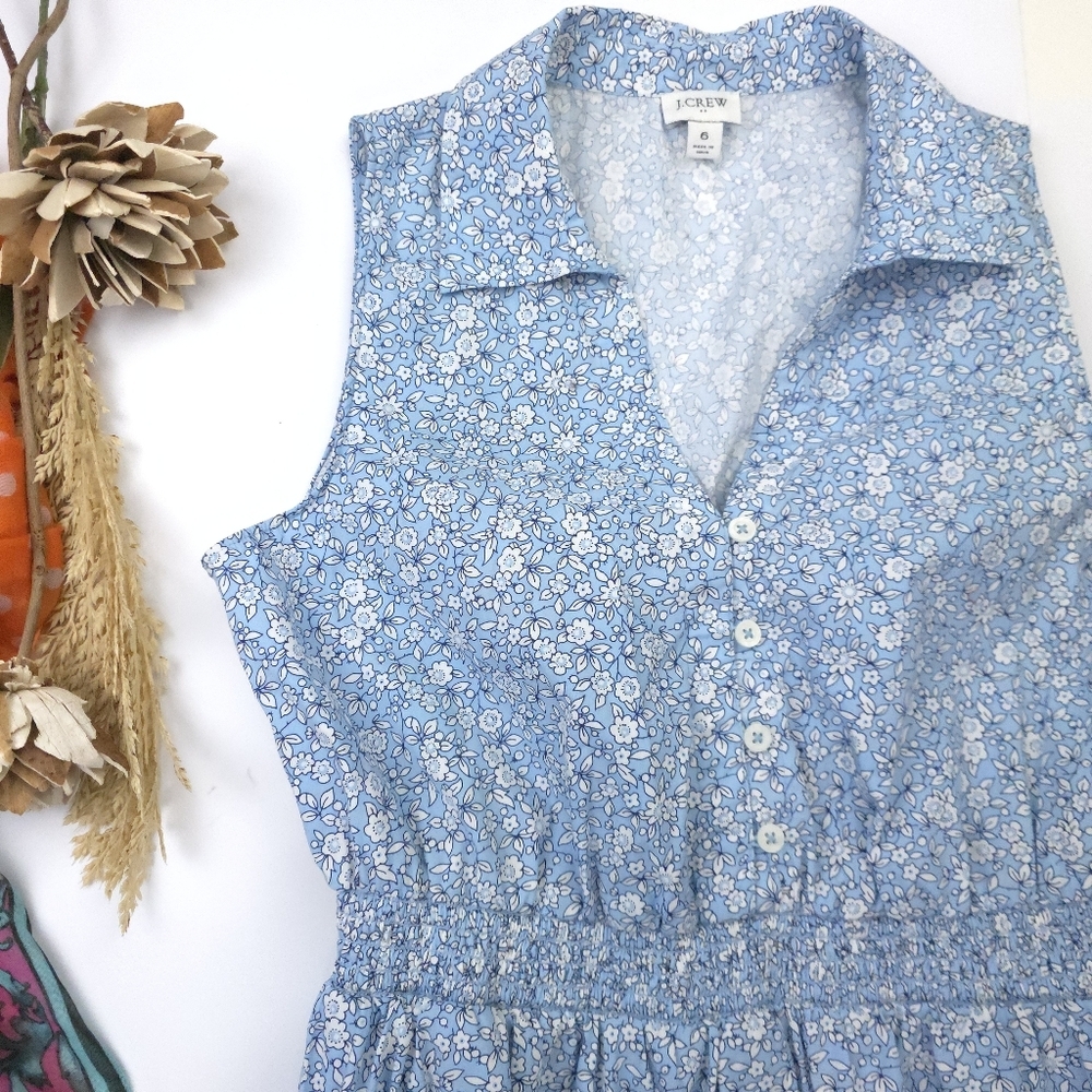 J. Crew Blue Floral Women's Maxi Dress Sz 6 - Picture 6 of 8